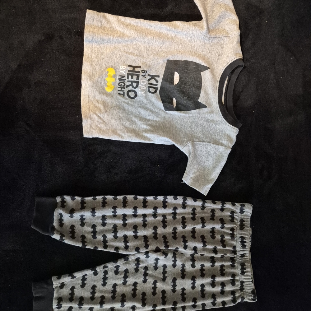 ​Batman 4T Pajama Set - "Kid by Day Hero by Night" - 2 Piece Gray & Black